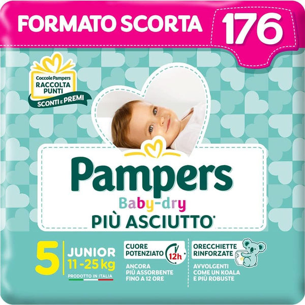 Pampers Baby Dry Junior, 176 scutece, mărimea 5 (11-25 kg)