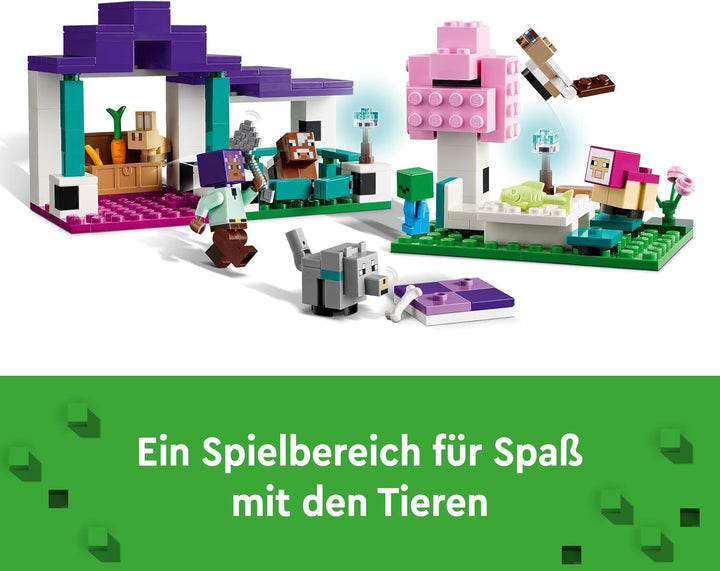 LEGO Minecraft Sanctuarul animalelor, jucărie cu multe figuri de animale pentru fete și băieți de la 7 ani, cadou pentru gameri și copii, set de modele de cărămizi ale biomului de câmpie 21253