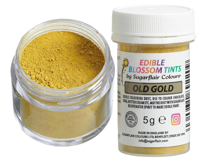 Sugarflair Blossom Tint Dust Lebensmittelfarbe Pulver Old Gold - Lebensmittel Farbe Pulver Für Kuchenoberflächen, Zuckerpaste, Fondant, Zuckerguss, Schokolade, Buttercreme, Macarons Und Mehr - 5G