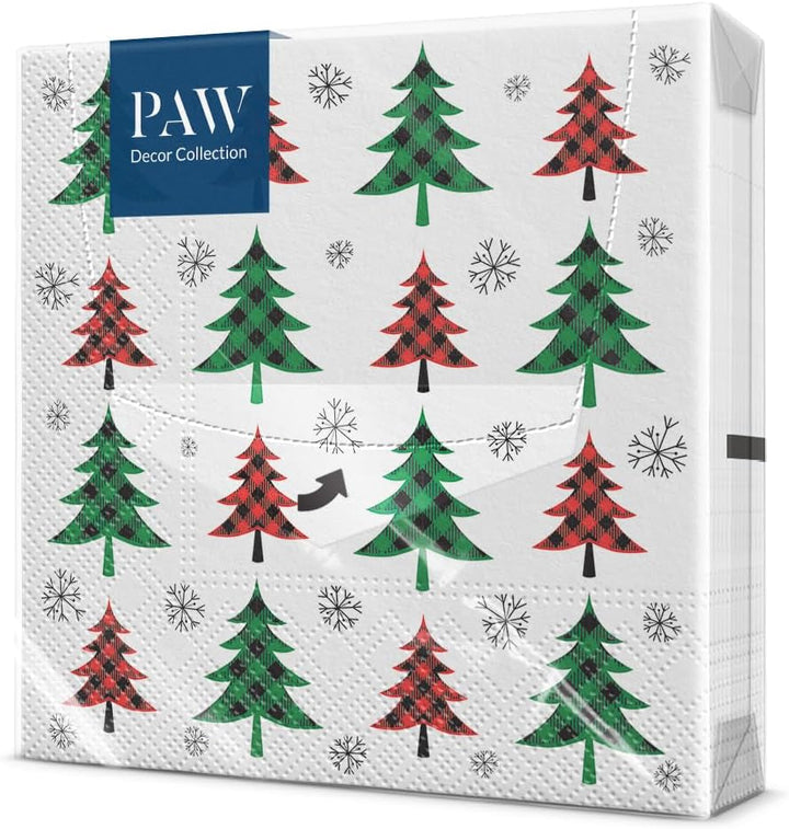 PAW - Șervețele 3 straturi (33 X 33 Cm) I 20 bucăți I Șervețele de hârtie colorate perfecte pentru masa de Crăciun I Șervețele - Crăciun, iarnă, ciulin, lampă I Bullfinch cu lampion