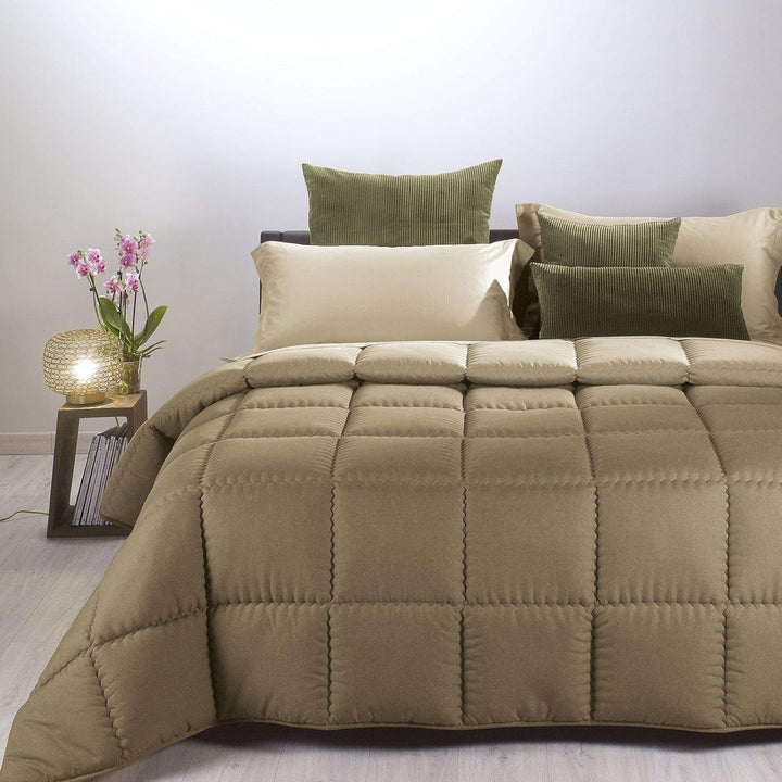Cuvertură modernă Caleffi, microfibră, taupe, pat dublu