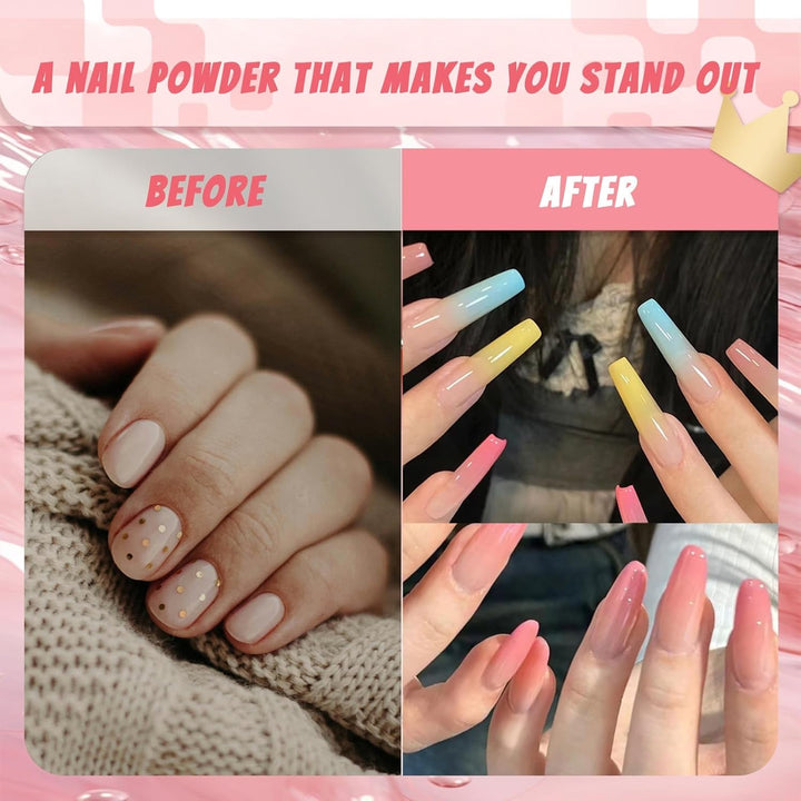 9 Farben Pigment Für Nägel, Nagelpulver Nail Powder 100 Stück Nail Art Schwamm Mit Metallgreifer, Ombre Glitzerpulver Nagelpuder Nailart Nagel Deko Für DIY Nageldesign, B