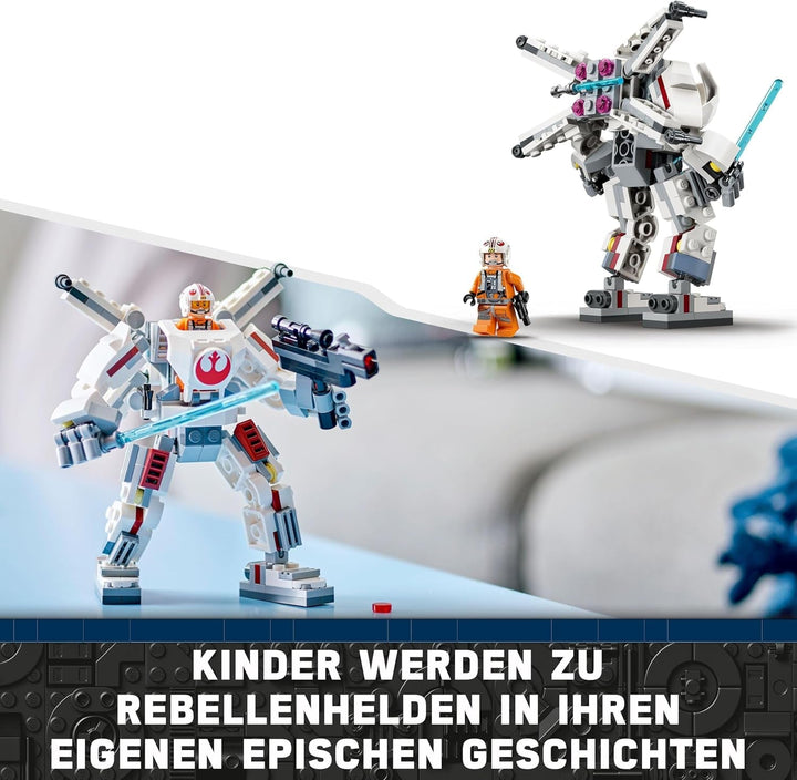 LEGO Star Wars X-Wing Mech al lui Luke Skywalker, cărămizi de jucărie de colecționat, aventură de acțiune, idee de cadou pentru băieți și fete creative cu vârsta de 6+ 75390