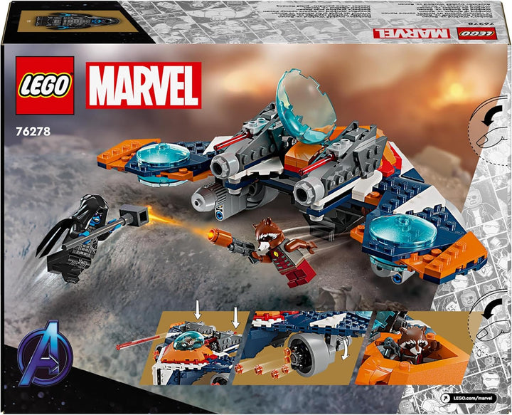 LEGO Marvel Rockets Spaceship Vs. Ronan, set cu navă spațială construibilă, jucărie cu supereroi din Gardienii Galaxiei cu figuri, cadou pentru băieți și fete de la 8 ani 76278