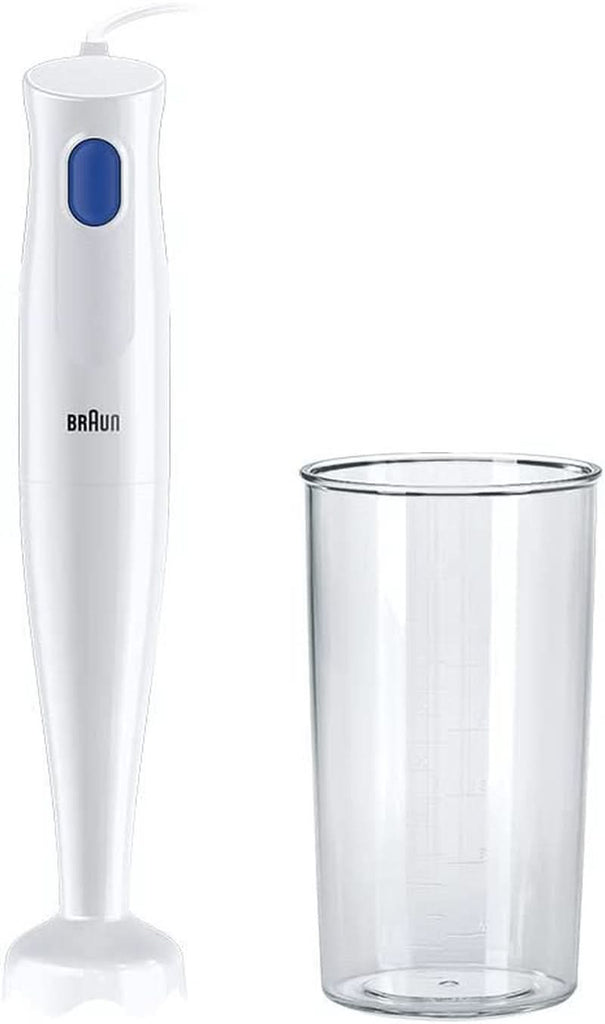 Braun Stabmixer MQ10.001PWH + Messbecher 600 Ml, 5 Jahre Service, Leicht, Easytwist-System Zum Einfachen Wechseln Des Zubehörs, Splash Control-Technologie Ohne Spritzer