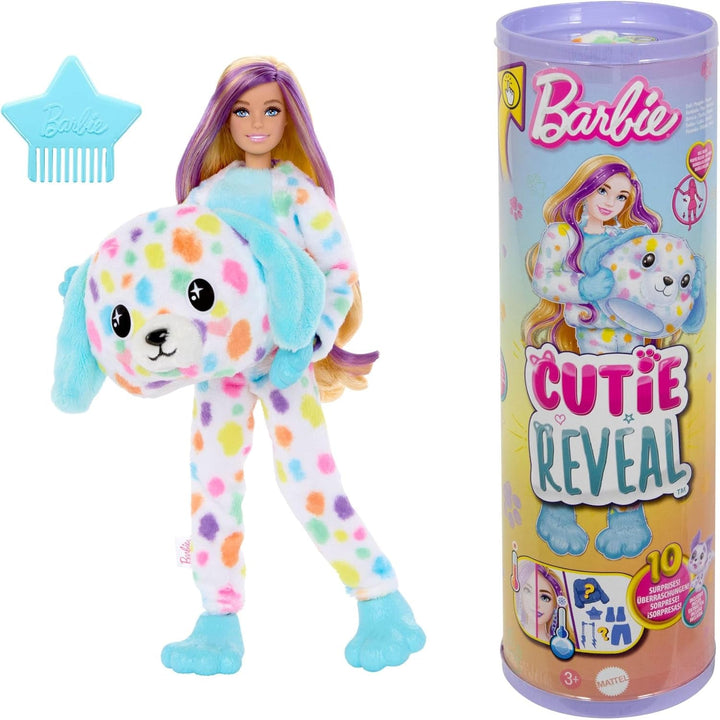 Barbie Cutie Reveal Doll și accesorii, costum de pluș Batik Bunny și 10 surprize cu schimbare de culoare, seria Color Dream, HRK38