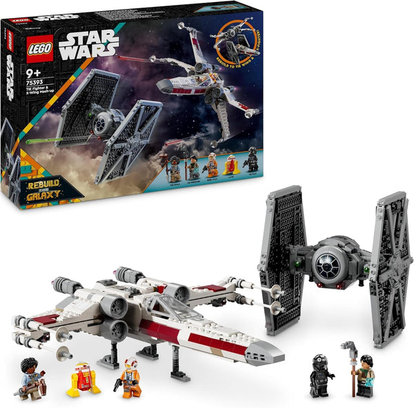 LEGO Star Wars TIE Fighter & X-Wing Mashup, jucărie construibilă Starfighter, idee de cadou pentru copii, nave stelare personalizabile, cadou pentru băieți, fete și toți fanii 75393