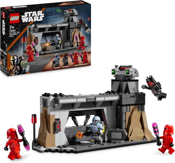 LEGO Star Wars: Duelul Mandalorian între Paz Vizsla și Moff Gideon, jucărie de construcție de colecție pentru copii, idee de cadou pentru băieți și fete creative cu vârsta de peste 7 ani, jucărie Mandalorian 75386
