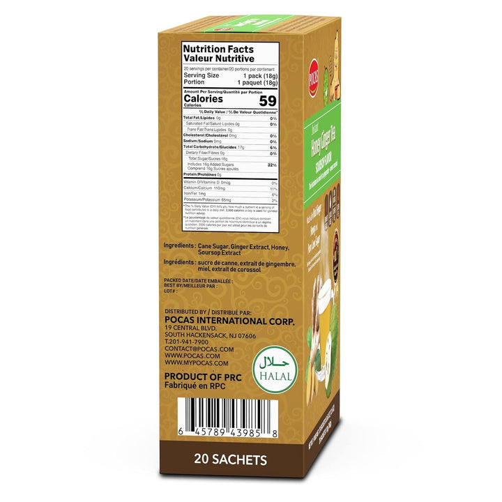 Honey Ginger Tea - Instant Tea Powder Packets 20 Count Tea USA Naty Shop