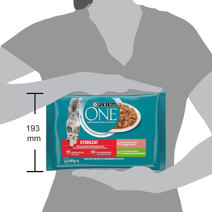 Purina One Sterilcat Filellini in Sauce, hrană sterilizată pentru pisici, somon și curcan, 48 pungi à 85 G