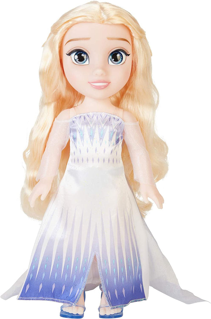 Disney Frozen 2 ELSA The Snow Queen Doll - 35 cm înălțime, păpușă mobilă în rochie de modă iconică și cu păr lung care curge pentru distracție suplimentară în timpul jocului, pentru fete cu vârsta de 3 ani și peste, 214894