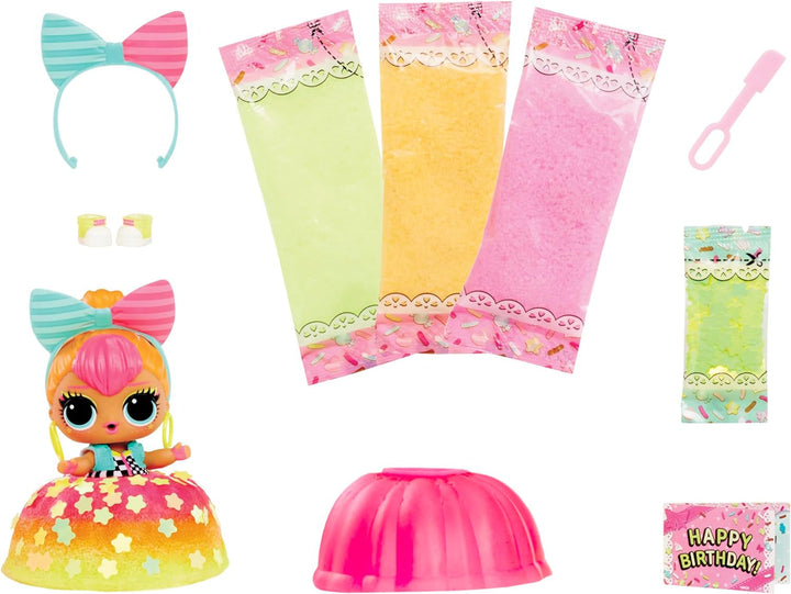 L.O.L. Surprise! Mix & Make Birthday Cake Tots - Cu păpușă de colecție, rochie de tort diy, "coacerea" și decorarea tortului, ingrediente și stropi cu sclipici - Păpușă cu rochie de tort - Ideal pentru fetițe cu vârsta de peste 3 ani