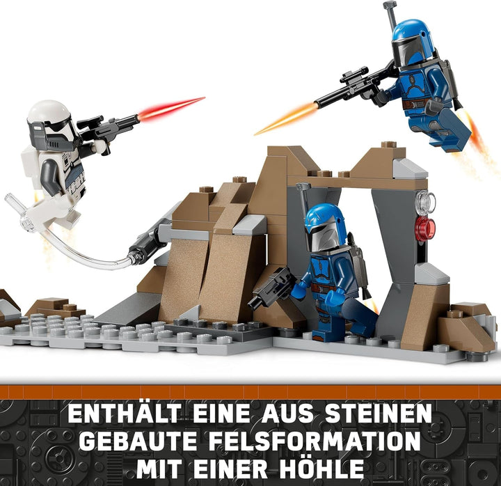 LEGO Star Wars: Mandalorian Ambush on Mandalore Battle Pack, jucărie de construcție de aventură pentru copii, set de acțiune de colecționat, idee de cadou pentru băieți și fete 75373