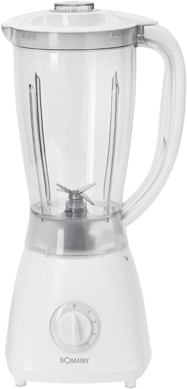 Bomann 378 CB Universalmixer Zum Pürieren, Schlagen, Zerkleinern, Shaken Und Mixen, Ice Crush-Funktion, Kraftvoller 500 Watt-Motor, Abnehmbarer Mixbehälter Mit 1.5 Liter, Edelstahlmesser, Weiß, UM 378 CB