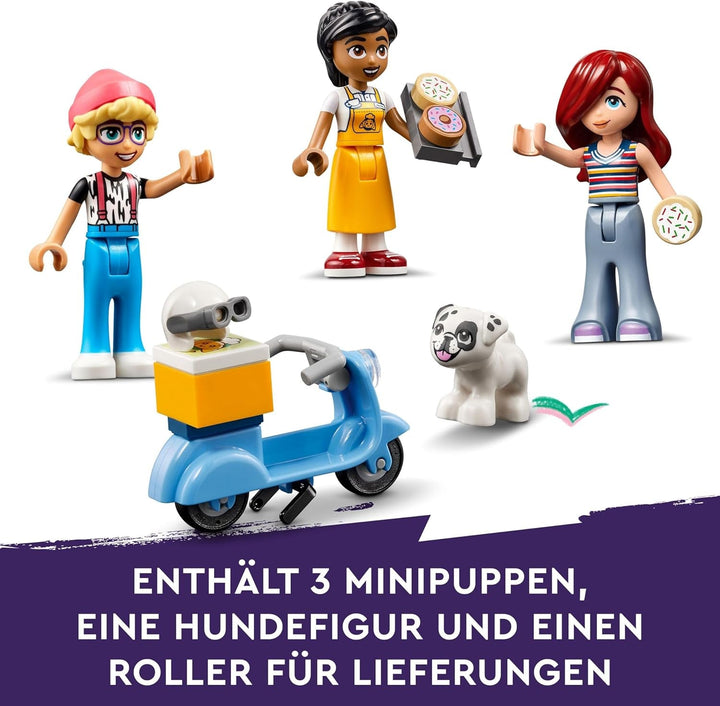 LEGO Friends Heartlake City Café, jucărie pentru copii, brutărie de jucărie, idee de cadou pentru fete și băieți cu vârsta peste 6 ani, set cu 3 figurine de joacă și figurină de câine 42618