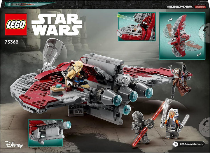 LEGO Star Wars Ahsoka Tano's T-6 Jedi Shuttle Set, Jucărie navă spațială construibilă cu 4 minifigurine, inclusiv Sabine Wren și Marrok cu săbii laser, cadou pentru fanii seriei Ahsoka 75362