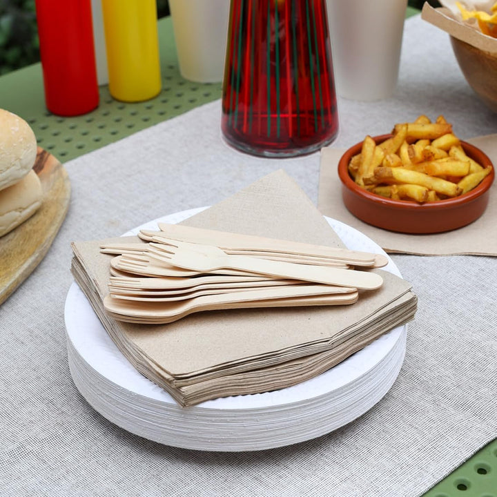 Table Kind | 100 pachet vrac Șervețele moi din hârtie reciclată, șervețele de petrecere de unică folosință maro, potrivite pentru uz zilnic, ecologice, Kraft, nealbite, compostabile, fabricate în UE, 2Ply, 33cm