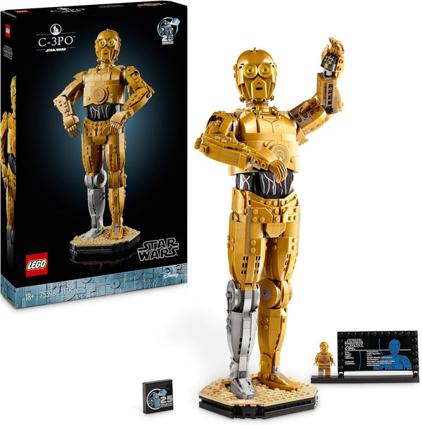 LEGO Star Wars C-3PO B, droid construibil, model de colecționat, construit și expus, idee de cadou nostalgic pentru adulți și fani, piesă de colecție, Playset fantezie 75398