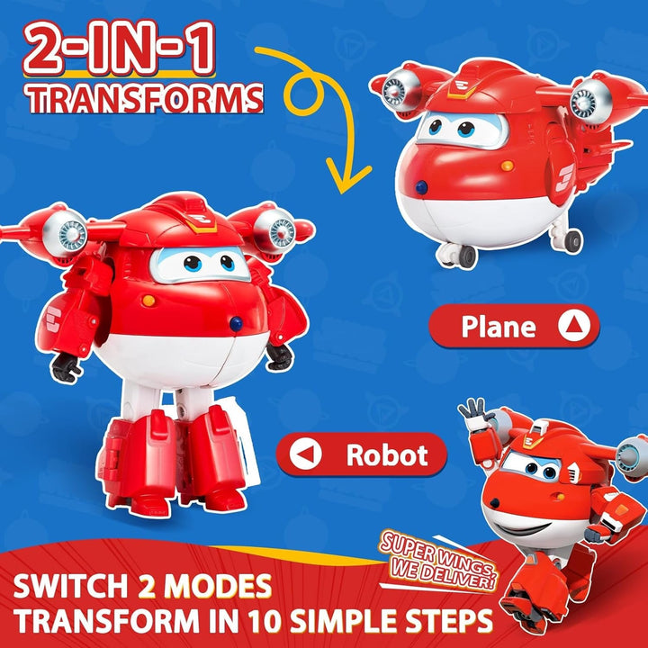 Auldey EU740283 Super Wings Transformer Figura JETT Supercharge 12 Cm, Colorat