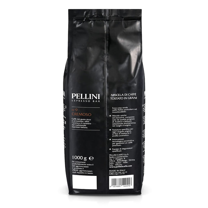 Pellini N.9 Cremoso, Kaffeebohnen Für Espresso 1Kg, Arabica- Und Robusta-Mischung Mit Einem Vollmundigen Und Harmonischen Geschmack, Mittlere Röstung