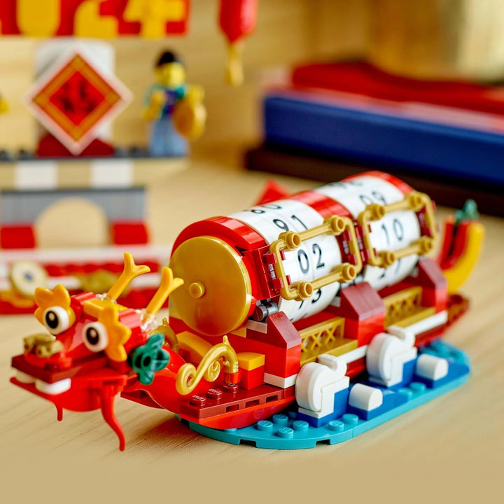 Calendar de vacanță LEGO, cadou de vacanță chineză pentru băieți și fete, set de construcție pentru Anul Nou Lunar, permite copiilor să se joace imaginativ, jucărie festivă, decorare de Anul Nou Chinezesc 40678