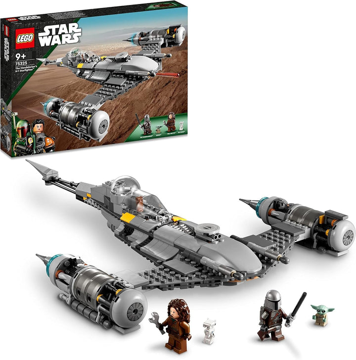 LEGO Star Wars Luptătorul Mandalorian N-1 din Cartea lui Boba Fett, jucărie construibilă cu navă spațială, set de 4 personaje, inclusiv figura Baby Yoda 75325
