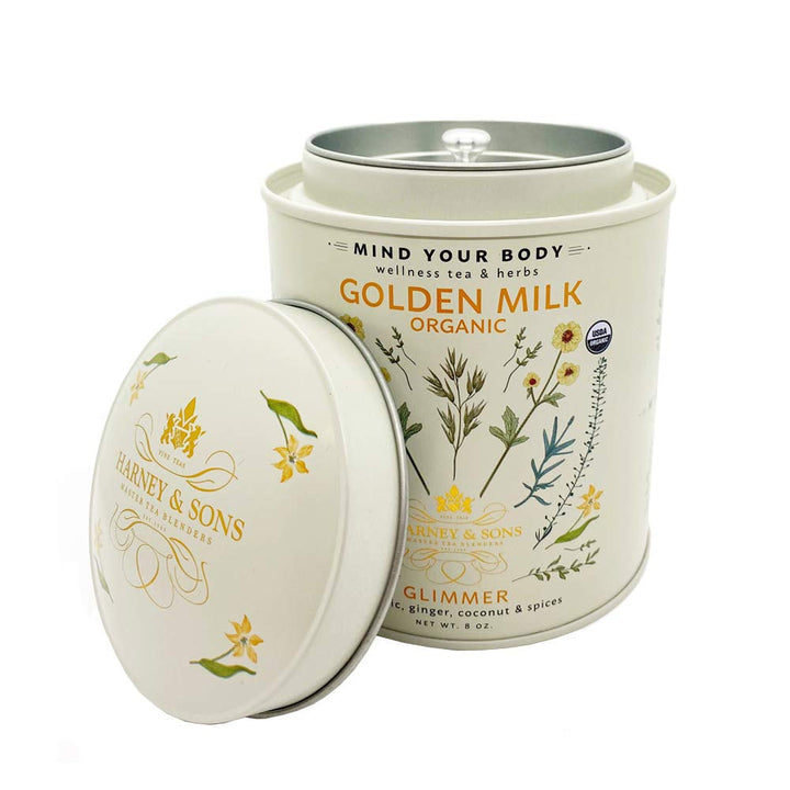 Golden Milk Powder, Turmeric, Ginger, Coconut & Spices, 8 Oz Tin Tea USA Naty Shop