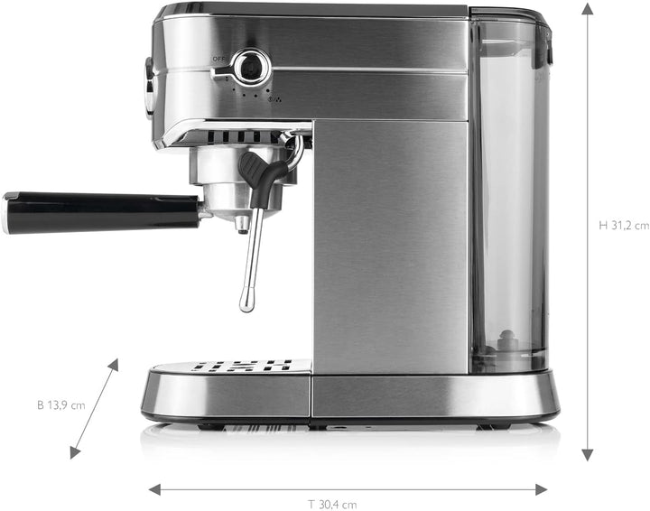 Beem Espresso Ultimate portafilter mașină din oțel inoxidabil în culoarea argint 20 bar, dimensiuni: 31.2Cm X 13.9Cm X 30.4Cm, 02032