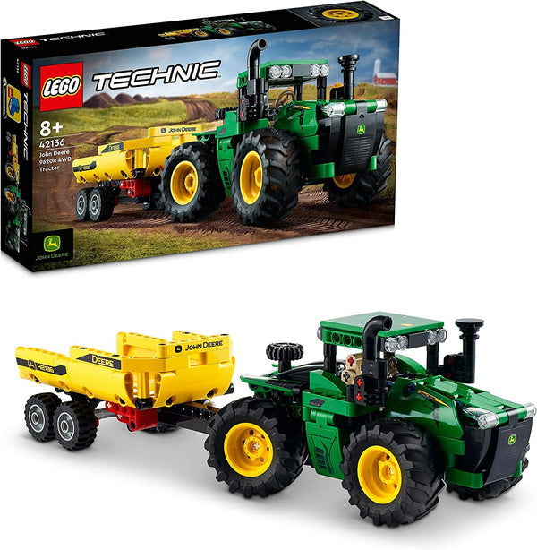 LEGO Technic John Deere 9620R Tractor 4WD, cu remorcă basculantă, jucărie agricolă clasică pentru copii, băieți și fete de la 8 ani, kit model de colecție 42136