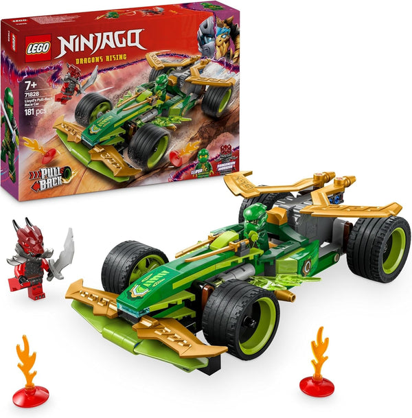 LEGO NINJAGO Lloyd's Action Speedster - Mașină de construit jucărie cu 2 minifigurine pentru jocuri de rol, mașină de construit jucărie pentru copii - cadou pentru băieți și fete de la 7 ani 71828