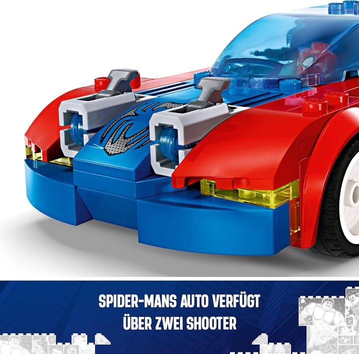 LEGO Marvel Spider-Man Race Car & Venom Green Goblin, jucărie Spidey pentru jocuri de rol cu figuri de supereroi și mașină construibilă, cadou pentru copii, băieți și fete de la 7 ani 76279