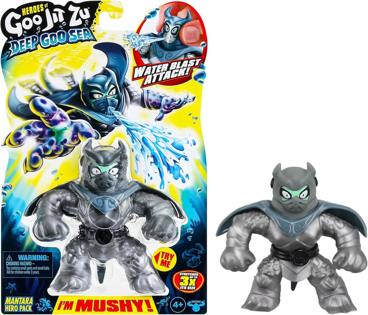 Heroes of Goo Jit To Deep GOO Sea Hero Pack cu Thrash. Figură de acțiune super elastică și extensibilă cu umplutură specială de slime și falcă mobilă
