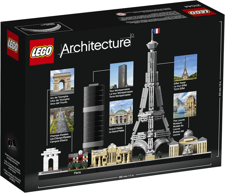 LEGO Arhitectură Paris, Model Kit cu Turnul Eiffel, Champs-Élysées și Louvre Model, Colecția Skyline, Decorațiuni pentru casă și birou, Idei cadou pentru colecționari, bărbați și femei 21044
