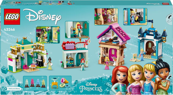 LEGO Disney Princess: Disney Princess Adventure Market, casă de jucărie cu 4 păpuși, inclusiv Cenușăreasa și Ariel, Playset cu harta comorii, cadou pentru fete și băieți de la 6 ani 43246