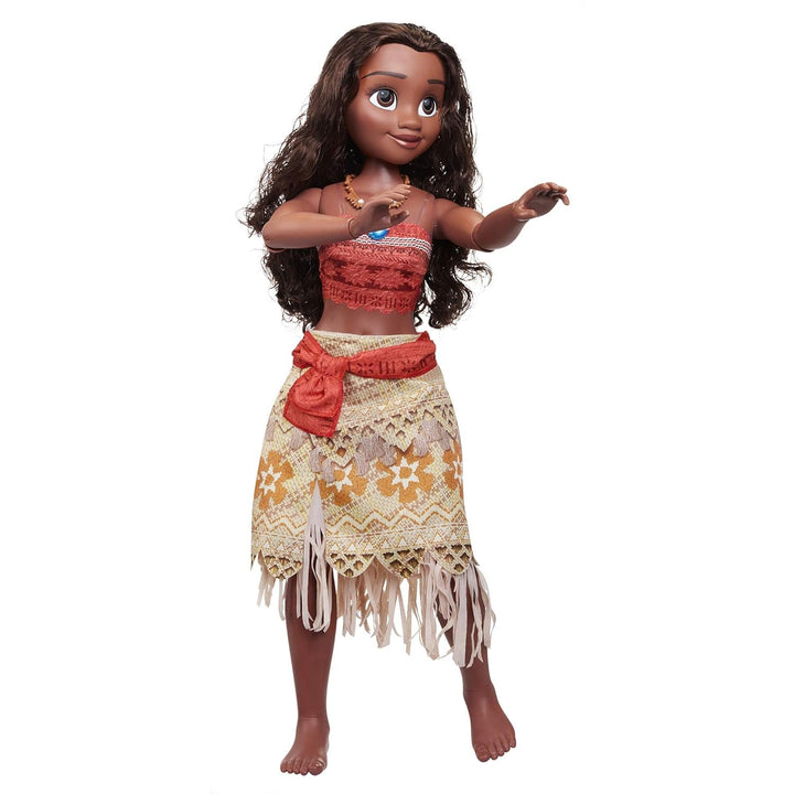 Disney Princess Vaiana, păpușă de joacă înaltă de 80 cm de la Jakks Pacific, păpușă mobilă, cu perie pentru a-și pieptăna buclele ondulate, rochie inspirată de film, colier detașabil cu pandantiv