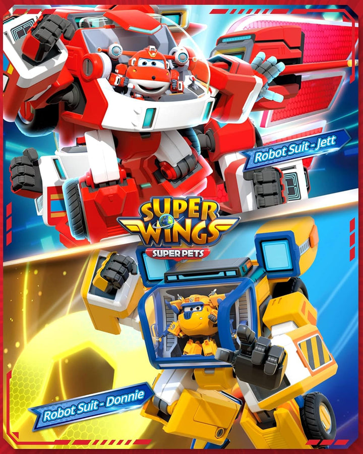 Super Wings Robot Toys - Jett Transformers Toy Cars Toy Trucks Avec Mini Jet Avion Jouets Pour Enfants 3 4 5 Ans, Red