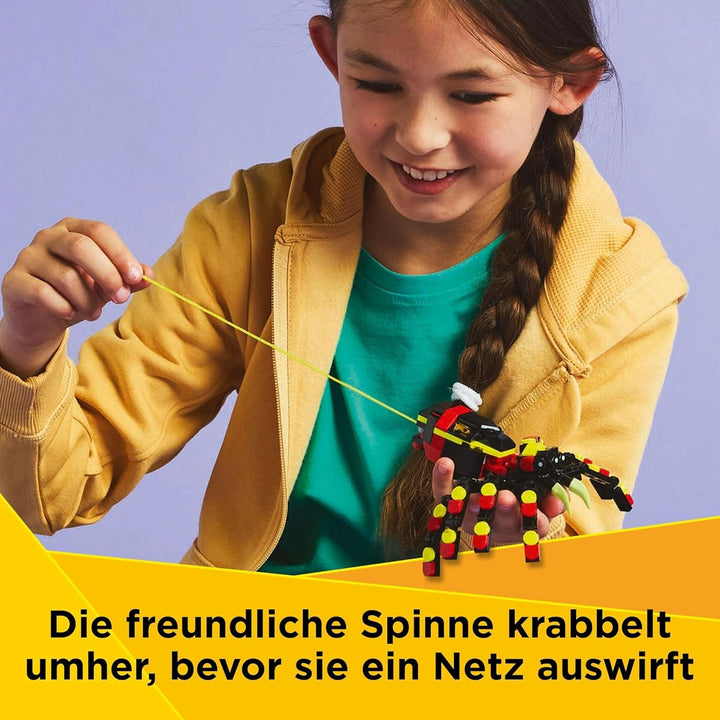 LEGO Creator 3In1 Animale sălbatice: Păianjen surpriză - jucărie de reconstruit într-o figură de scorpion sau șarpe - set de construcție cu 3 modele - cadou pentru băieți și fete de la 7 ani 31159