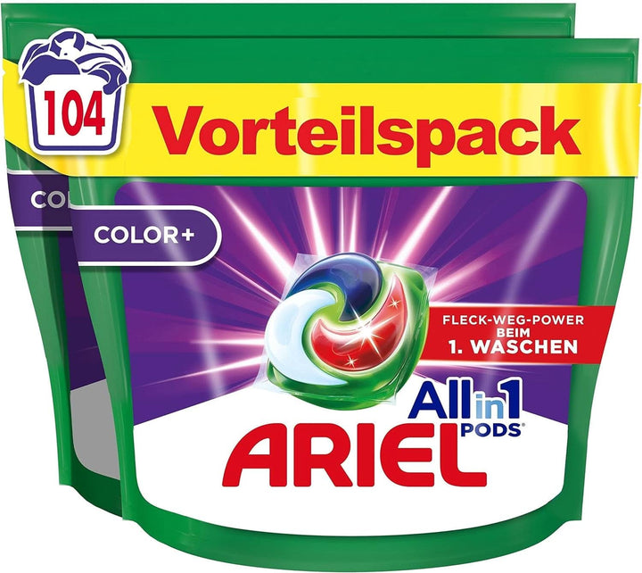 Detergent Ariel PODS All-In-1, 104 pods, detergent rufe colorate, curățenie strălucitoare