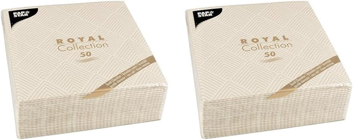 Papstar, 50 de șervețele "ROYAL Collection" 1/4 fold 40 Cm X 40 Cm șampanie "Elegance", #86497