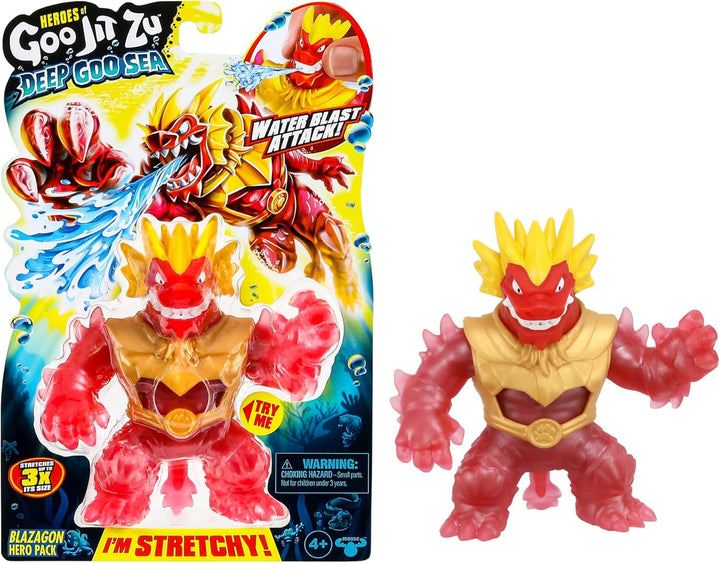 Heroes of Goo Jit To Deep GOO Sea Hero Pack cu Thrash. Figură de acțiune super elastică și extensibilă cu umplutură specială de slime și falcă mobilă
