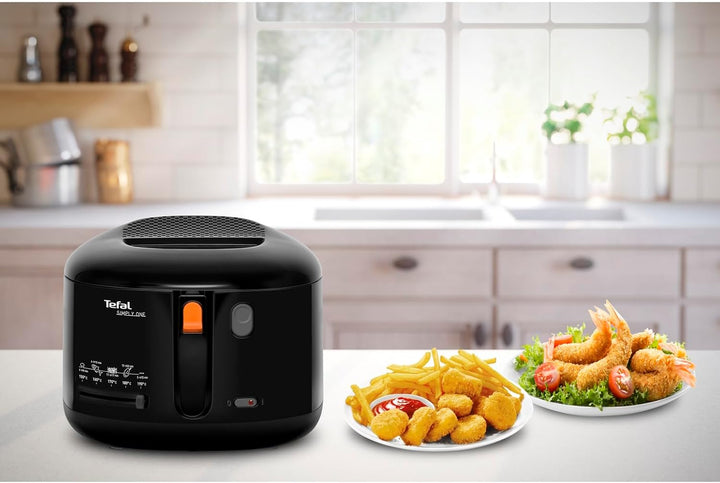 Tefal Simply One Elektrische Fritteuse, XL Fassungsvermögen Für Bis Zu 1,2 Kg Pommes, Exklusives Kühlwandsystem, Spülmaschinenfeste Teile, Sichtfenster, Einstellbares Thermostat, Schwarz, FF1608