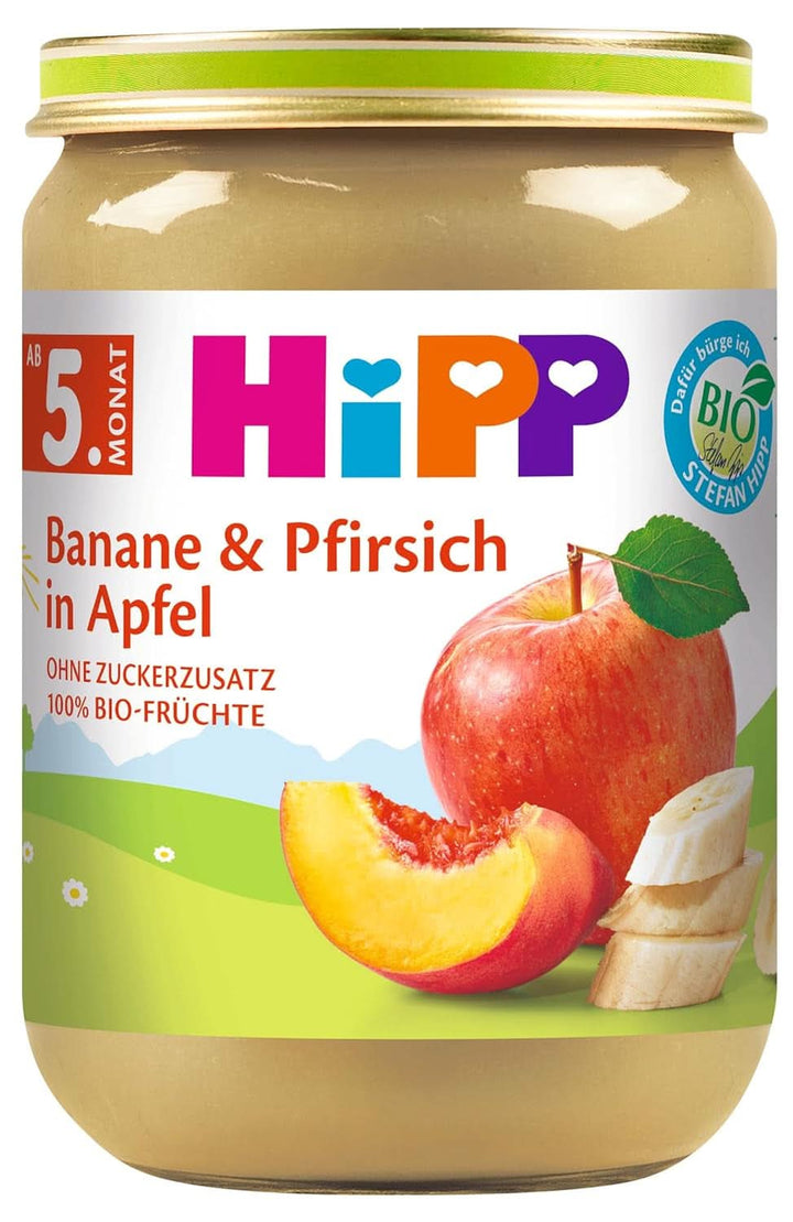 Hipp For Little Gourmets, Nectarine în mere și mango, fără zahăr adăugat, 6 X 190 grame