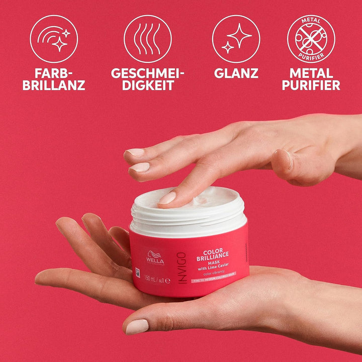 Wella Professionals Invigo Color Brilliance - Șampon, balsam și mască de protecție a culorii pentru păr fin și gros, colorat - cu vitamina E, antioxidanți și pH scăzut - netezire și hrănire Masca de par Naty Shop