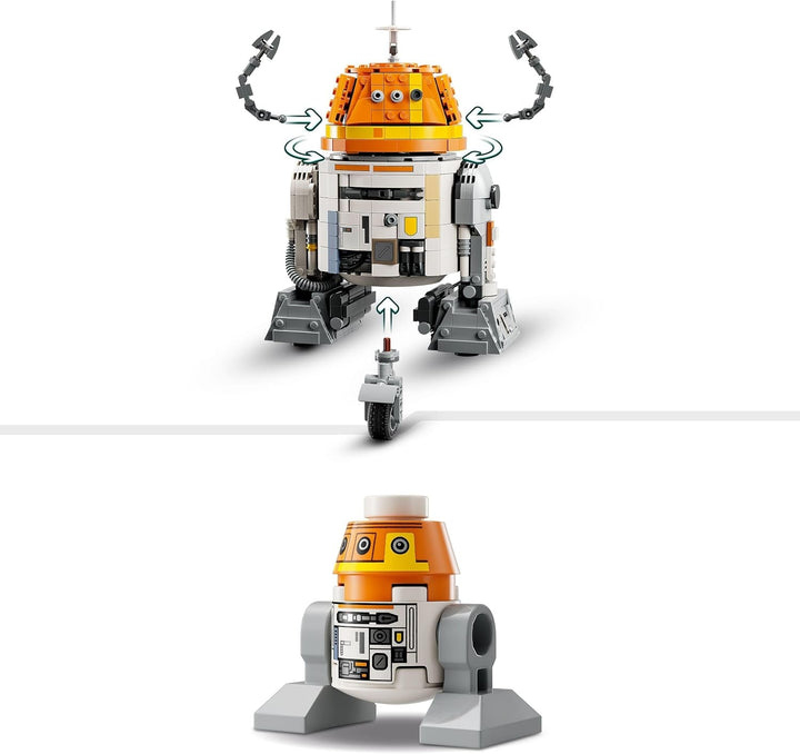 Figura LEGO Star Wars 75416 Ahsoka Astromech Droid Chopper (C1-10P) - jucărie cu cap mobil, brațe detașabile și roată centrală - cadou pentru fanii Ahsoka, băieți și fete de peste 10 ani