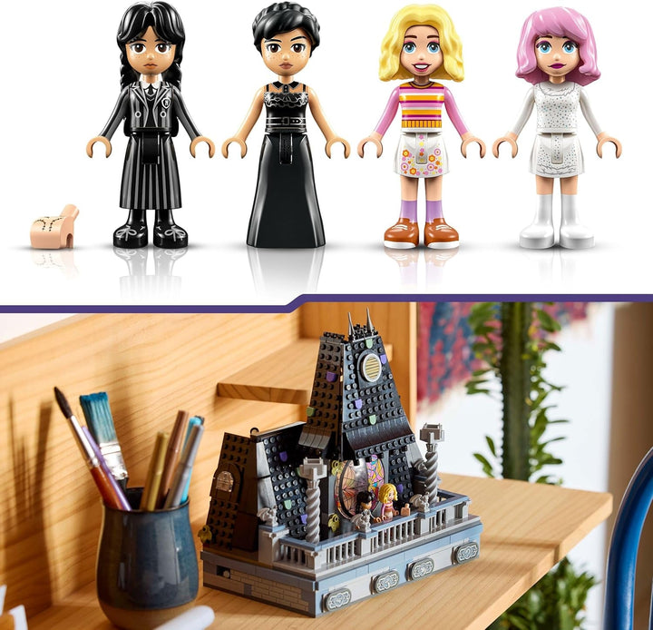 LEGO Wednesday: Miercurea și camera lui Enid din dormitor, Academia Nevermore de colecționat și remodelat, set de colecție cu 4 figurine, jucării pentru fete, băieți și fani 76781