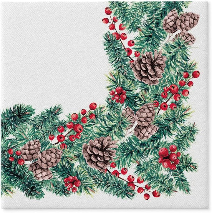 PAW - Șervețele Airlaid (40 X 40 Cm) I 50 Bucăți I Perfect pentru Crăciun, Iarnă, Sărbători I Decorațiuni de masă pentru Ajunul Crăciunului I Șervețele Airlaid Fabric-Like Winter Branches I Winter Branches