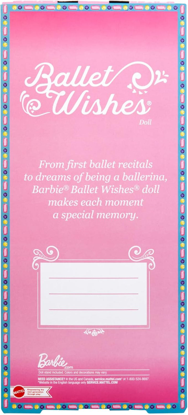 Păpușă Barbie Signature Ballet Wishes (brunetă, aprox. 30 cm), mobilă, cu costum de balerină, tutu, pantofi de vârf și diademă, cadou pentru copii cu vârsta peste 6 ani, JCW44