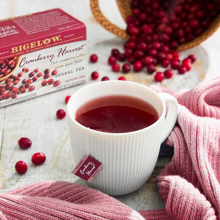 Cranberry Harvest Herbal Tea, Caffeine Free Tea with Cranberry and Spice, Holiday and Christmas Tea, 18 Count Box (Pack of 6), 108 Total Tea Bags Tea USA Naty Shop