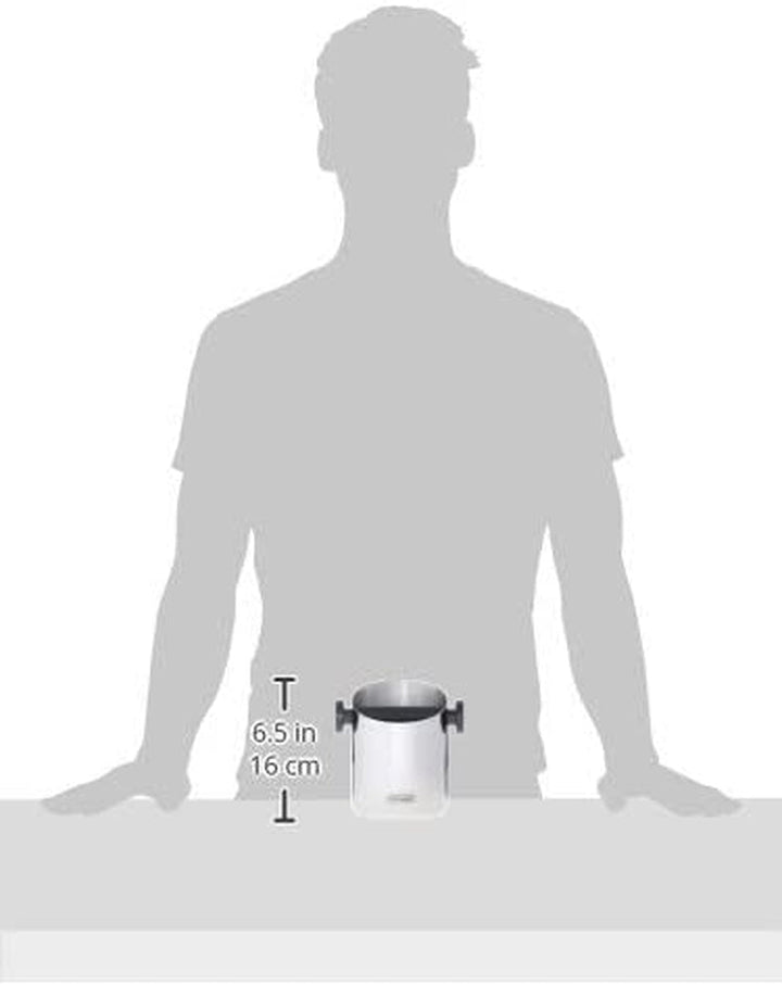 De'Longhi DLSC059 Recipient Knock-off pentru portafilter espresso, Recipient pentru zaț de cafea, Accesoriu pentru mașini de cafea și barista de acasă, Recipient Knock-off din oțel inoxidabil