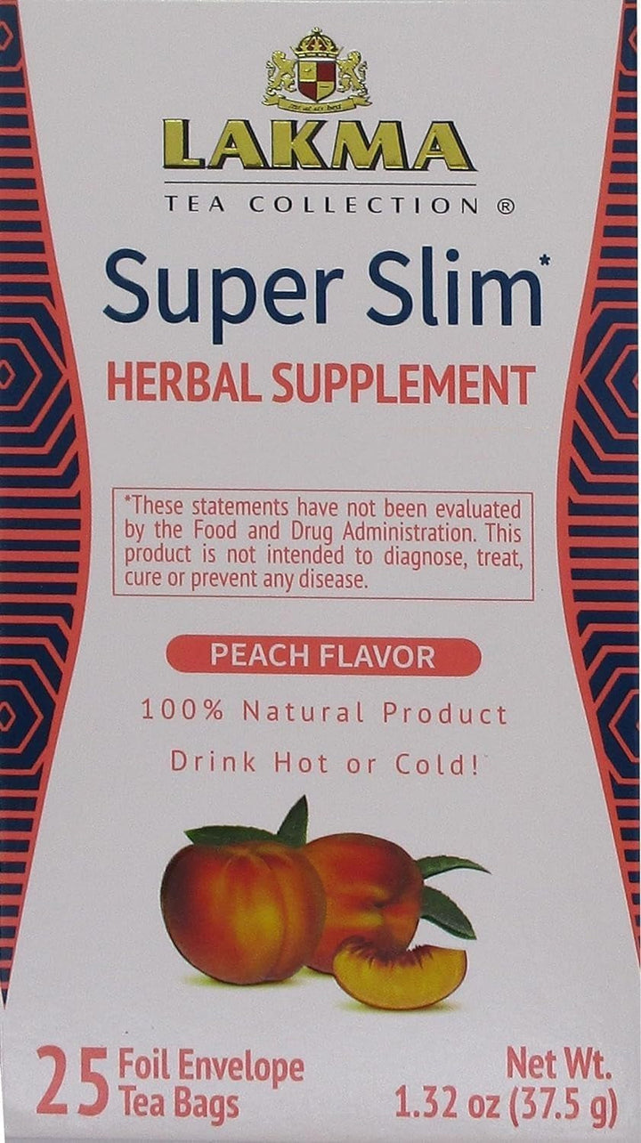 Lakma Super Slim Tea with Peach - 25 Tea Bags Tea USA Naty Shop